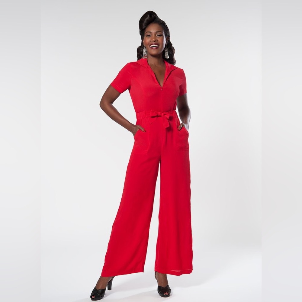 NWT Seamstress of Bloomsbury Lauren Siren Suit Red US8 UK12